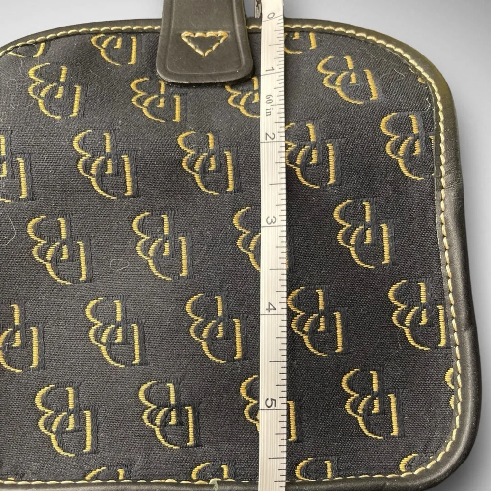 DOONEY & BOURKE 🪢 1975 SIGNATURE COLLINS FLAP CLUTCH IN BLACK & YELLOW - Picture 13 of 14